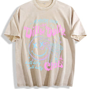 Dilly Dally Club Skeleton Vintage Washed T-Shirt in Beige