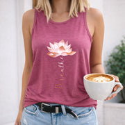 Breathe Lotus Women's Color Cotton Tank Top in Red