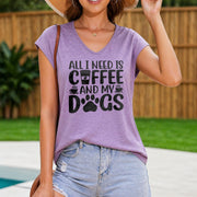 Patterned Vest All I Need Is Coffee and My Dogs Women's Color Cotton Tank Top in Purple