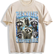 Become Ungovernable Raccoon Vintage Washed T-Shirt in Beige