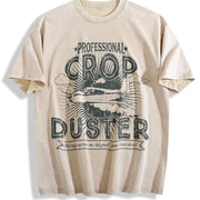 Professional Crop Duster Sarcastic Humor Farting for Guys Vintage Washed T-Shirt in Beige