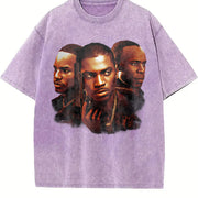 PAID IN FULL Mitch Ace & Rico Oil Paint Style Classic vintage washed oversized T-shirt in Purple