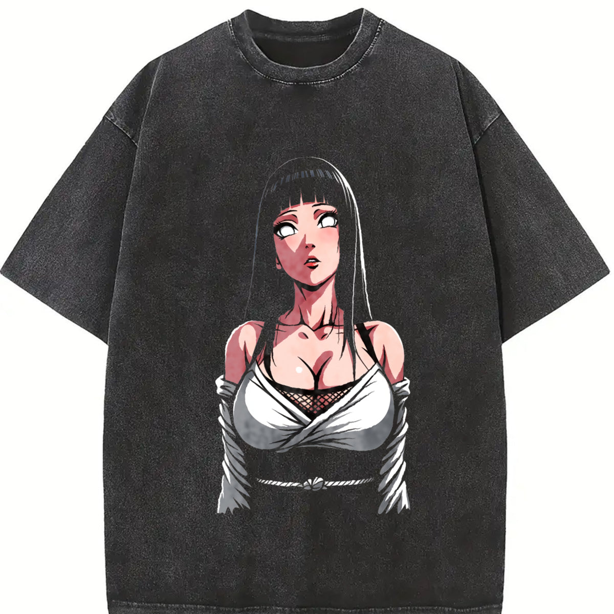 Hinata Hyuga Tanktop Anime Manga for Anime Fan 90s Vintage Washed T-Shirt in Black