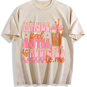 Coquette Iced Coffee Vintage Washed T-Shirt in Beige