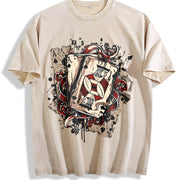 Ace of Spades Vintage Washed T-Shirt in Beige