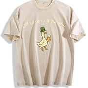 Off to Get a Little Silly St. Patrick's Day vintage washed oversized T-shirt in Beige