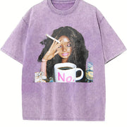 No Mug Woman Meme Vintage Washed T-Shirt in Purple