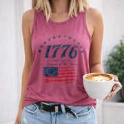 The Land of the Free Women's Color Cotton Tank Top in Red