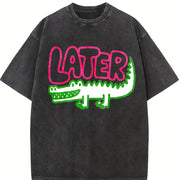 Later Gator Retro Crocodile Vintage Washed T-Shirt in Black