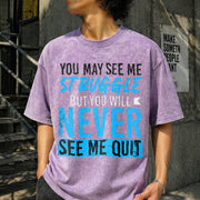 Never Give Up Vintage Washed T-Shirt in Purple