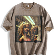 Sunglasses Glam Doll at the Bar Vintage Washed T-Shirt in Brown
