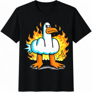 Rude Seagull Middle Finger Cotton T-Shirt in Black