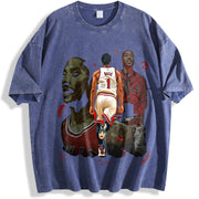 Thank You Derrick Rose Retirement Basketball Career vintage washed oversized T-shirt in Blue