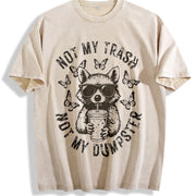 Not My Trash Not My Dumpster Snarky Raccoon Vintage Washed T-Shirt in Beige