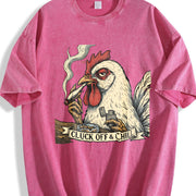Cluck Off and Chill Smoking Chicken Vintage Washed T-Shirt in Red