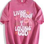 Living PROOF OF a Loving GOD Vintage Washed T-Shirt in Red