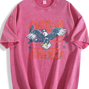 Retro Eagle Made in America 4th of July Vintage Washed T-Shirt in Red