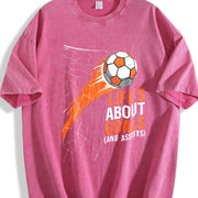 Life's About Goals and Assists Vintage Washed T-Shirt in Red