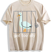 Silly Goose Got Too Silly For Him For Her vintage washed oversized T-shirt in Beige