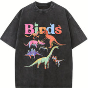 Retro Dinosaur for & Events Vintage Washed T-Shirt in Black
