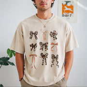 With Leopard Material Plus Black Floral Light Floral Vintage Washed T-Shirt in Beige