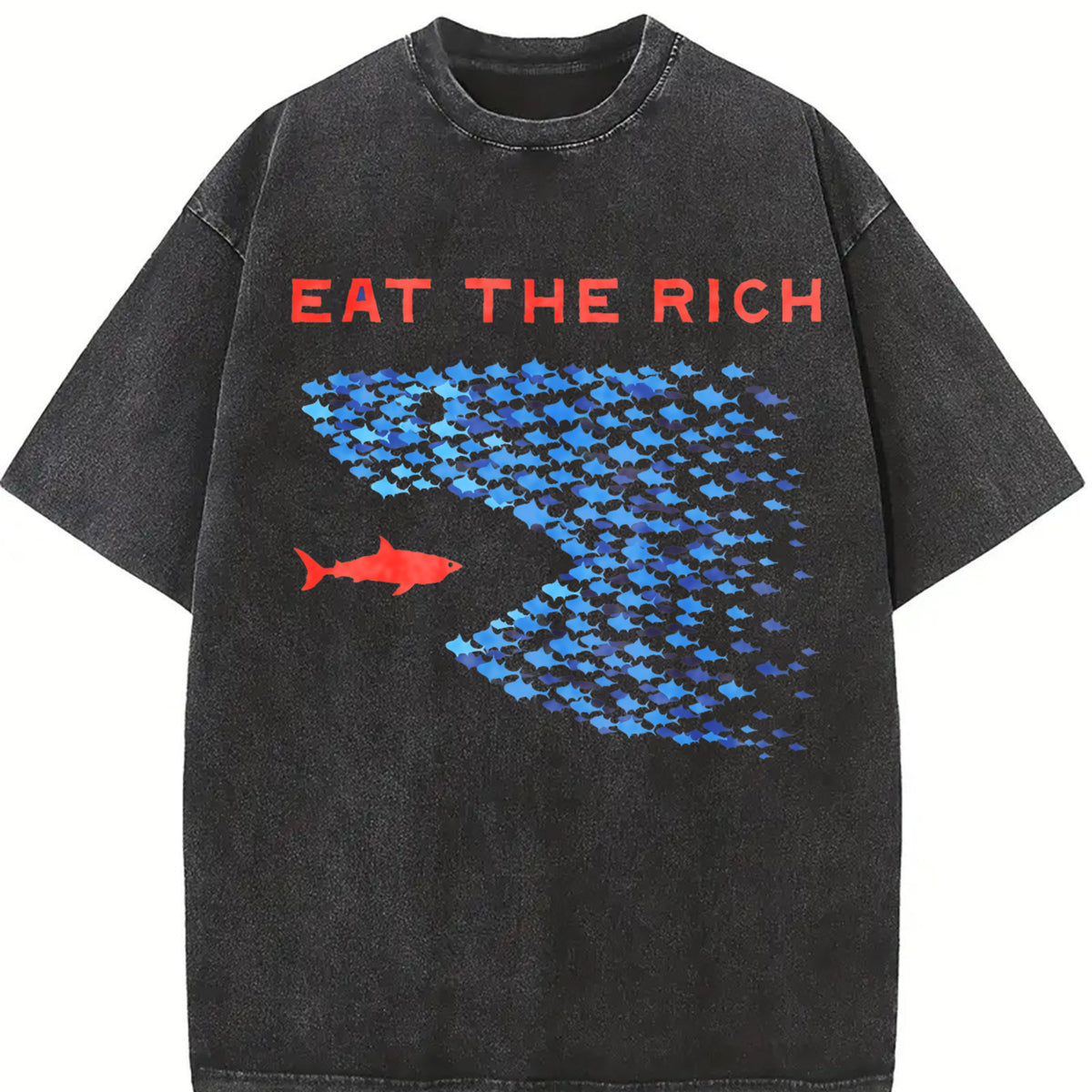 Relaxed Black Short-sleeve Vintage Washed T-Shirt in Black