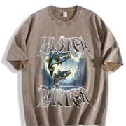 Master Baiter Retro Vintage Washed T-Shirt in Brown
