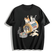 Serotonin Cats Cat Lover Cotton T-Shirt in Black