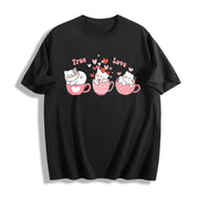 Cat Love True Love Cotton T-Shirt in Black