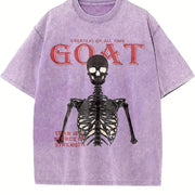 GOAT Skeleton Fire White Vintage Washed T-Shirt in Purple