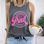 In October We Pink Crew-neck Sleeveless Vest Outdoor Women's Color Cotton Tank Top in Gray