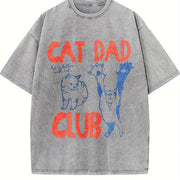 Cat Dad Club Cat Lover New Cat Dad vintage washed oversized T-shirt in Gray