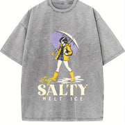 No Ice Stay Salty Melt ICE Pro Immigration vintage washed oversized T-shirt in Gray