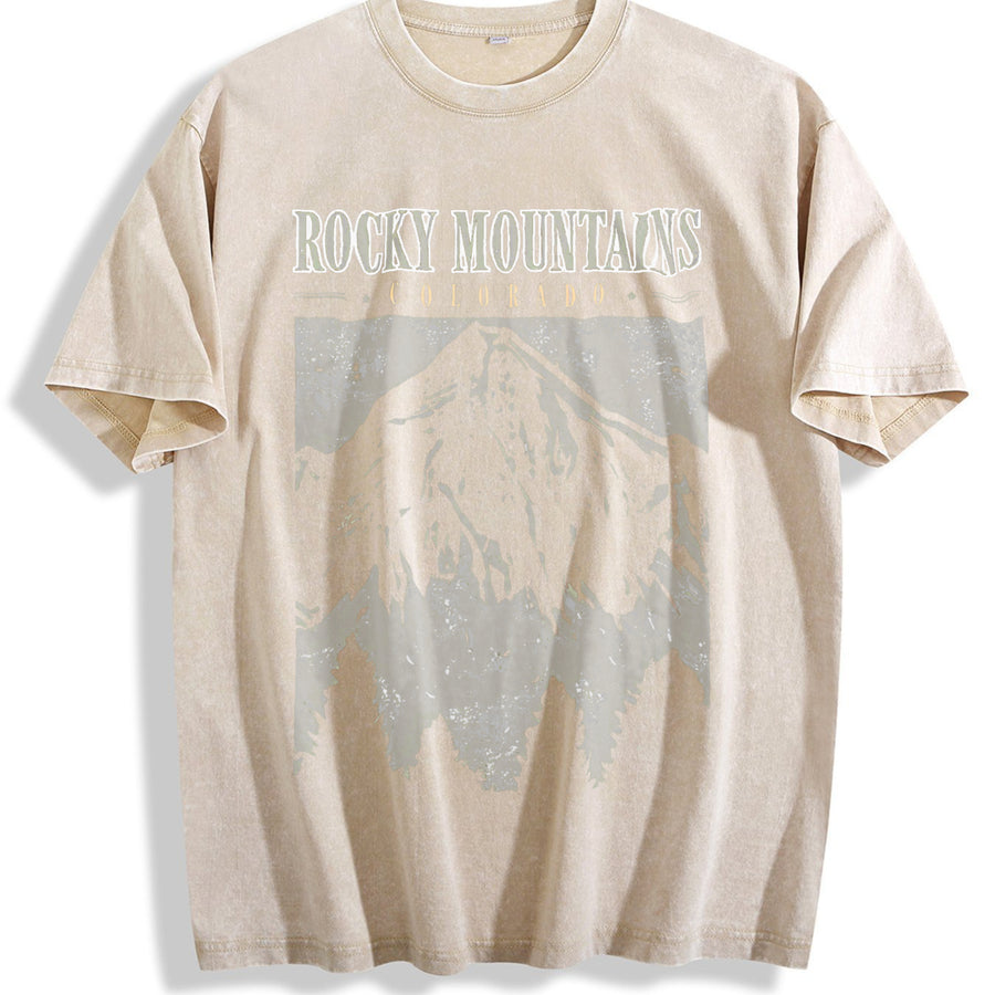 Mountain vintage washed oversized T-shirt in Beige