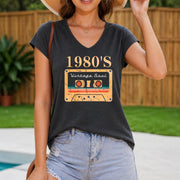 An Illustration of an Old-fashioned Cassette Tape Women's Color Cotton Tank Top in Gray