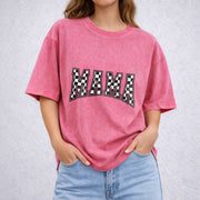 Checkered Mama Gift for Mom vintage washed oversized T-shirt in Red