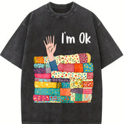 Sewing I’m OK Buried In Vintage Washed T-Shirt in Black