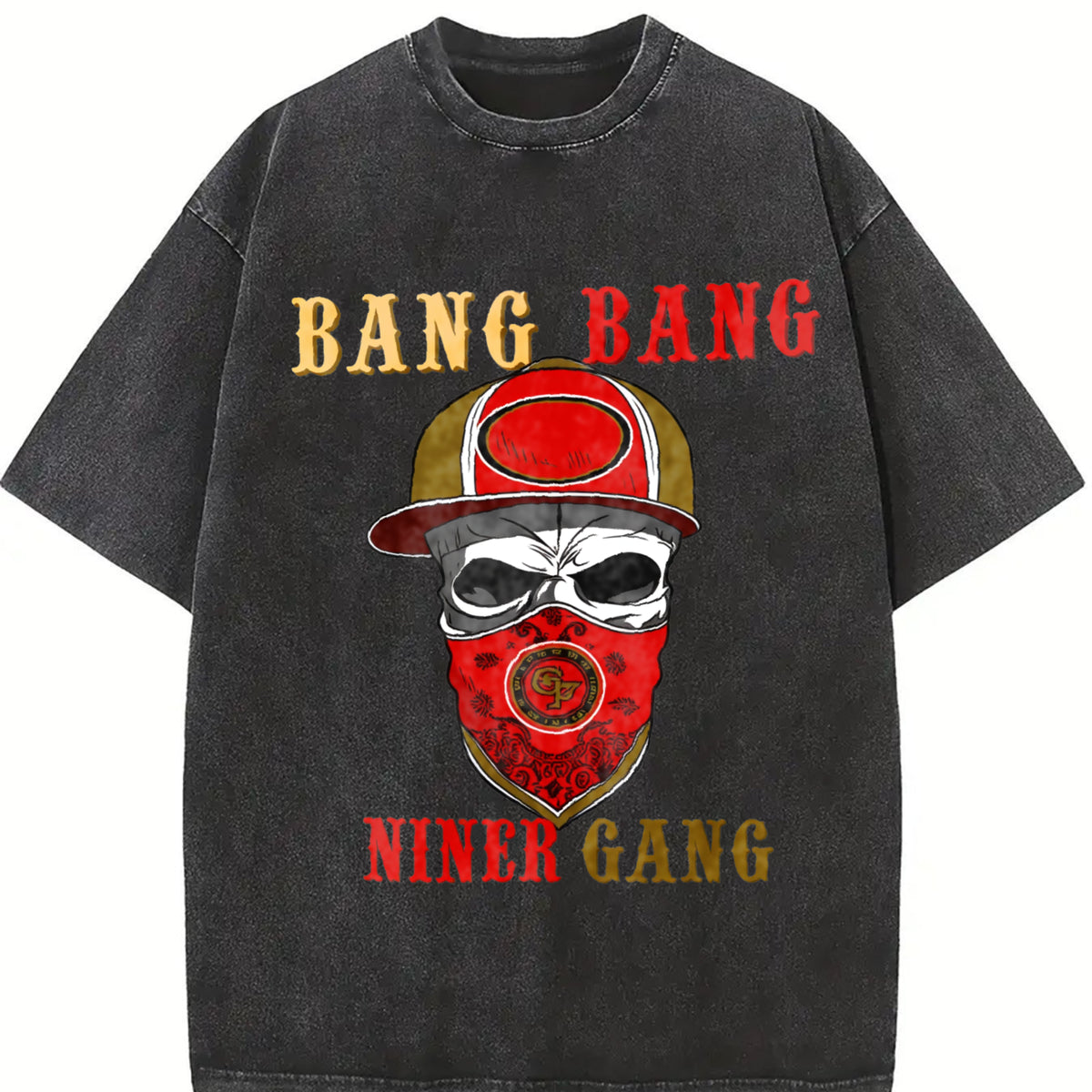 🏈 BANG NINER GANG Vintage Washed T-Shirt in Black