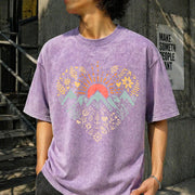 Mountain Heart Retro Camping Vintage Washed T-Shirt in Purple
