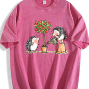 Hedgehog & Hearts with Hedgehog Love Vintage Washed T-Shirt in Red