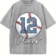 Pls Note Custom Baseball Vintage Washed T-Shirt in Gray