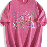 Pressed Flowers for Gardener Vintage Washed T-Shirt in Red