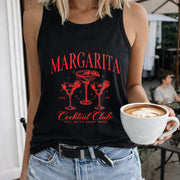 Margarita Cocktail Club Women's Color Cotton Tank Top in Black