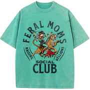 Feral Moms Social Club Vintage Washed T-Shirt in Blue