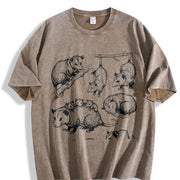 Opossum 90s Tattoo Vintage Washed T-Shirt in Brown