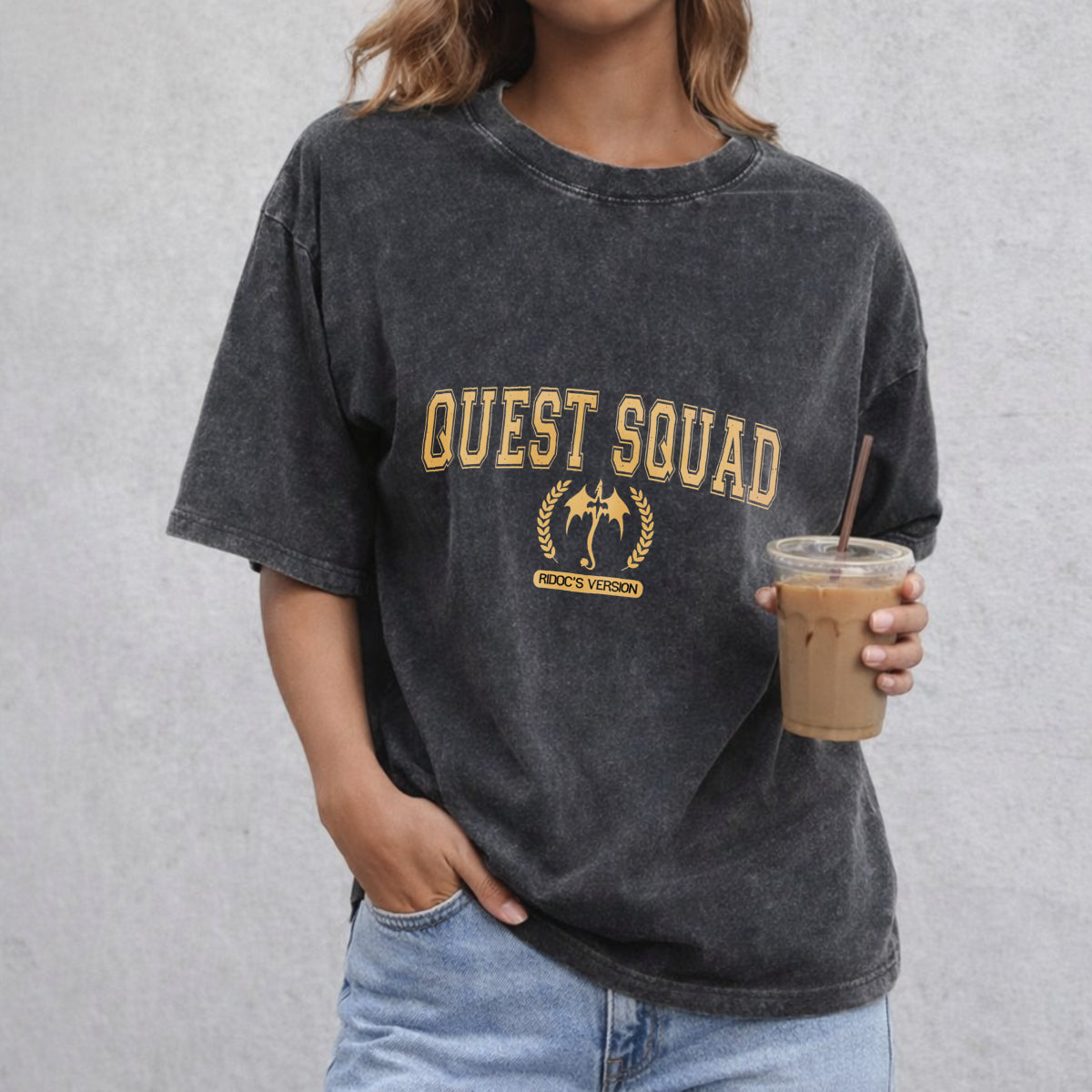 Ridoc Quest Squad vintage washed oversized T-shirt in Black