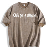 Chinga La Migra Abolish ICE vintage washed oversized T-shirt in Brown