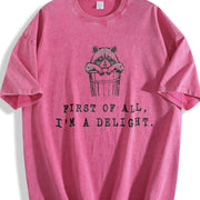 I'm a Delight Cute Raccoon Vintage Washed T-Shirt in Red