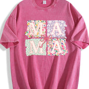 Coquette Bow Mama Floral Mom Vintage Washed T-Shirt in Red