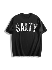 Salty Retro Beach Cotton T-Shirt in Black